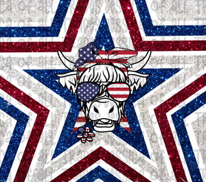 Patriotic Star Cow Tumbler