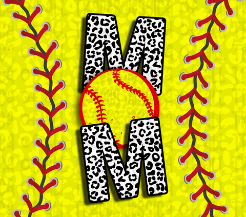 Mom Softball Leopard Print Tumbler