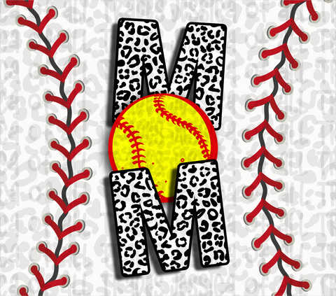 Leopard Print Mom Softball Baseball Tumbler