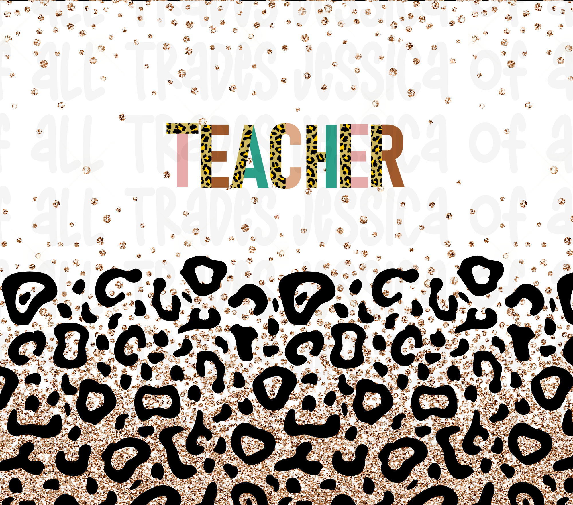 Teacher Sparkle Leopard Print Tumbler