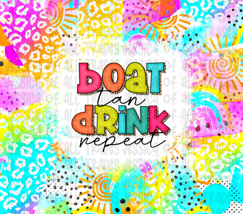 Boat Tan Drink Repeat Tumbler