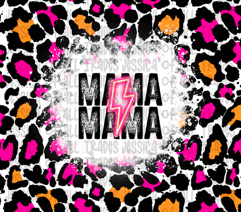 Mama Pink and Orange Leopard Print Tumbler