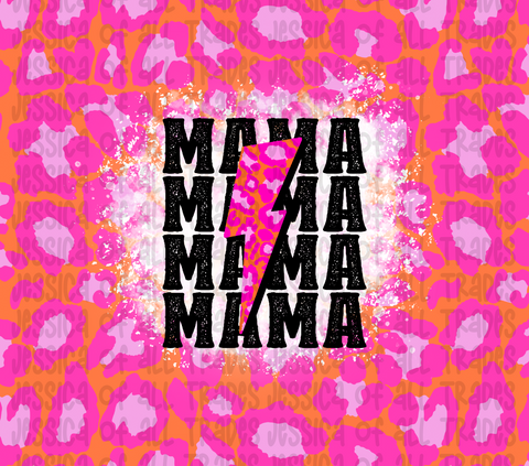 Mama Orange and Pink Lightning Bolt Tumbler