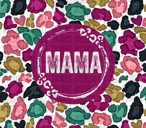 Mama Colorful Watercolor Leopard Print Tumbler