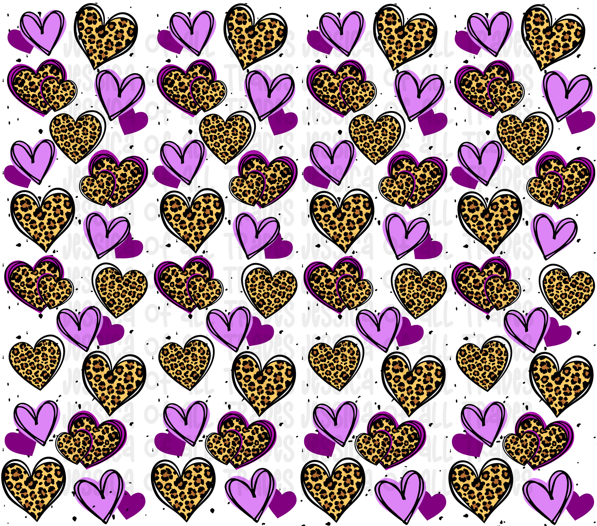 Purple Cheetah Hearts Valentine Tumbler