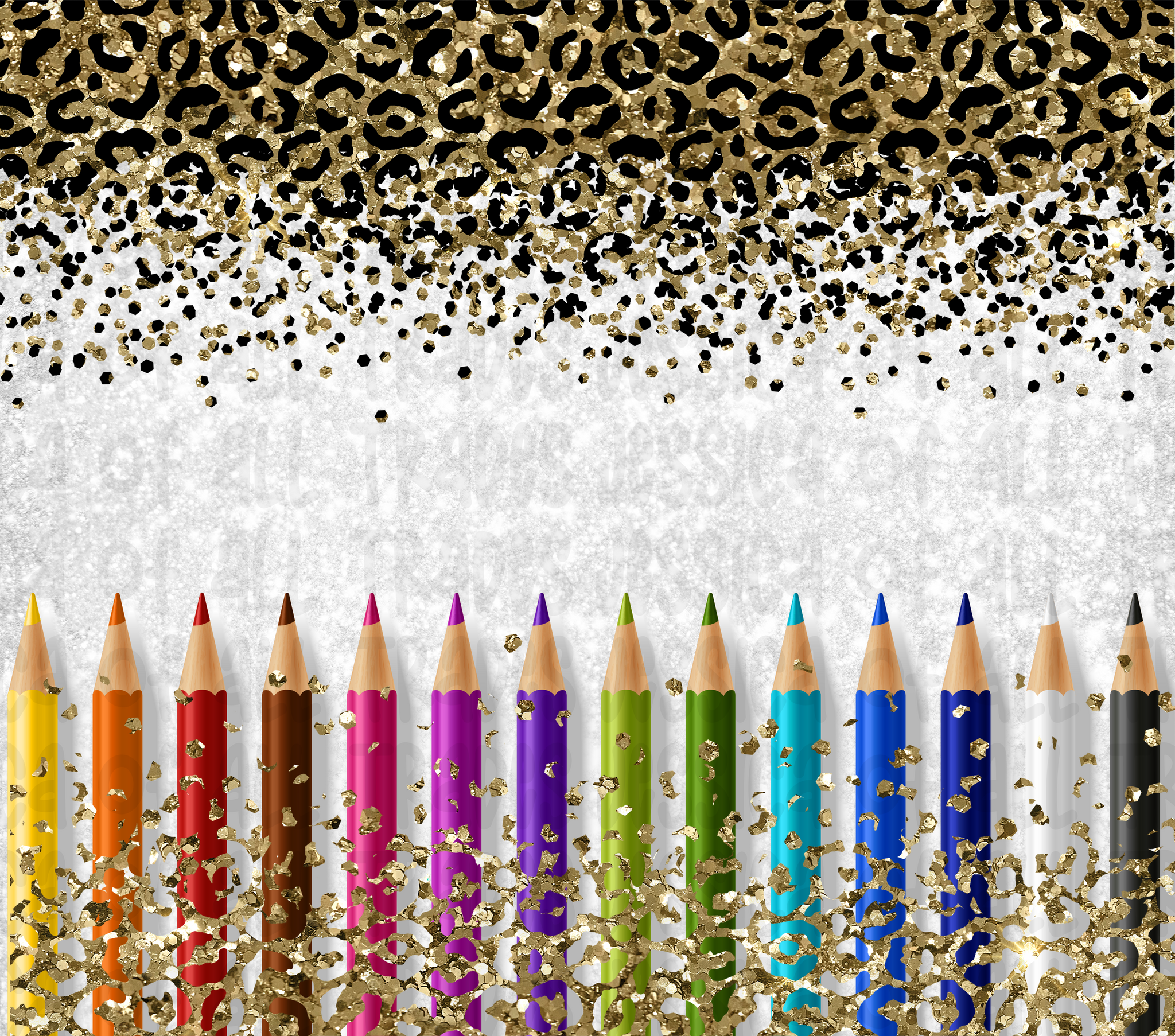 Add Teacher's Name Colored Pencil Leopard Tumbler
